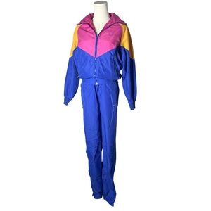 80s Vintage Nike Bright Colorful Colorblock Nylon Track Suit Windbreaker